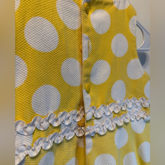Sunny Yellow Polka Dot Kids Dress - Picture 3 of 5
